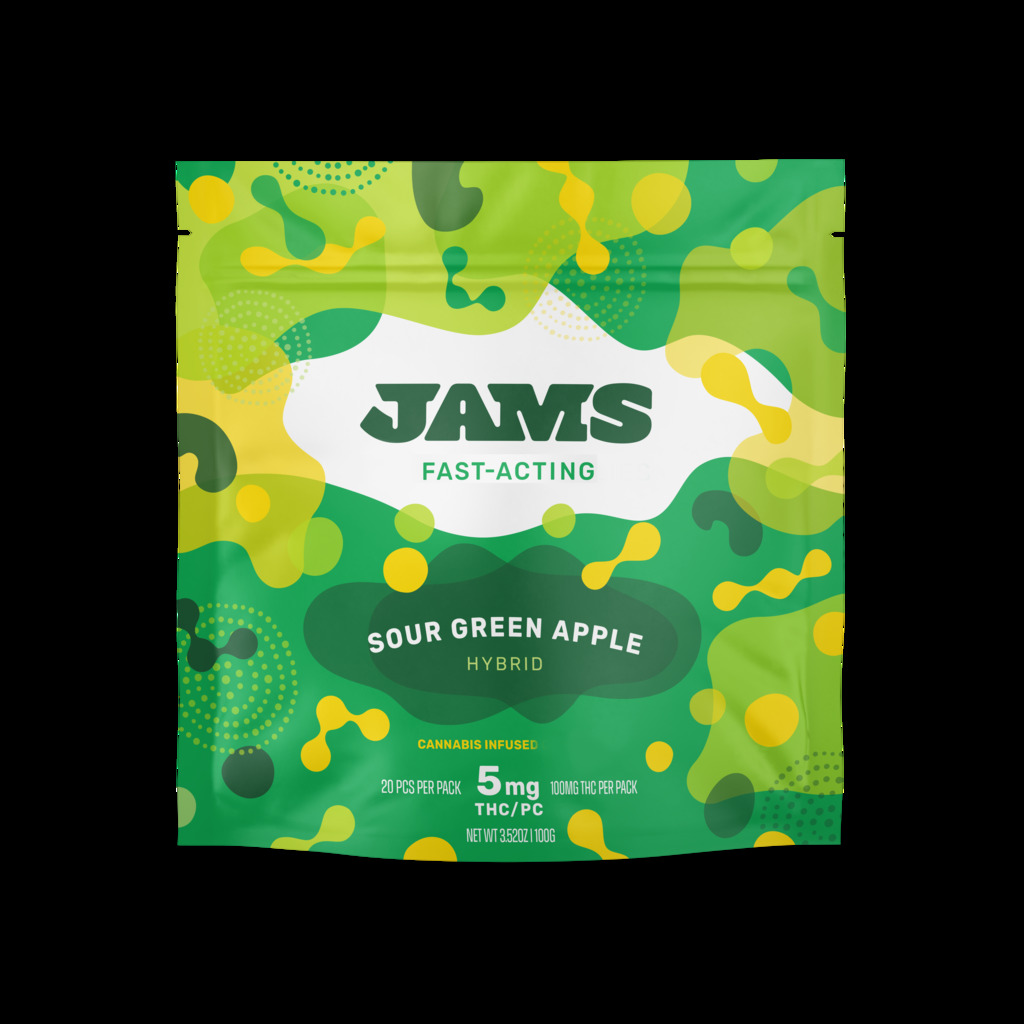 Buy JAMS Edibles Sour Green Apple Fast Acting 100mg image