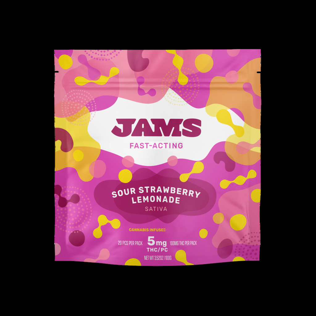 Buy JAMS Edibles Sour Strawberry Lemonade Fast Acting 100mg image