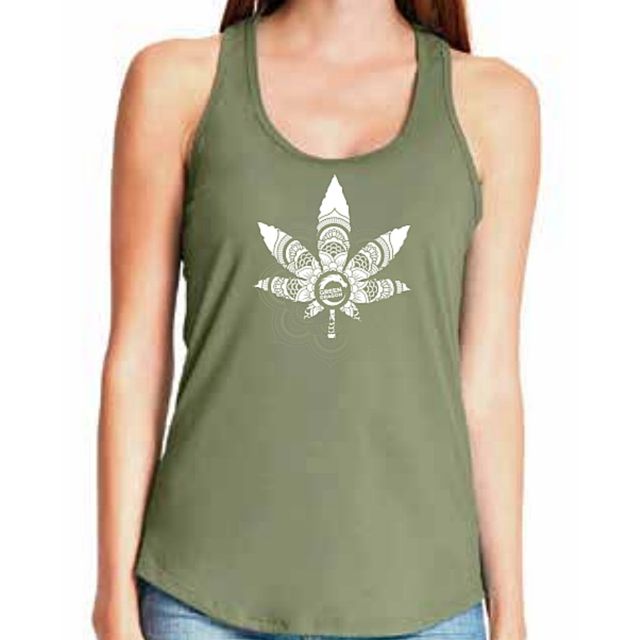 Racerback Weed Leaf Mandala - Military Green - Wom Green Dragon (CO)