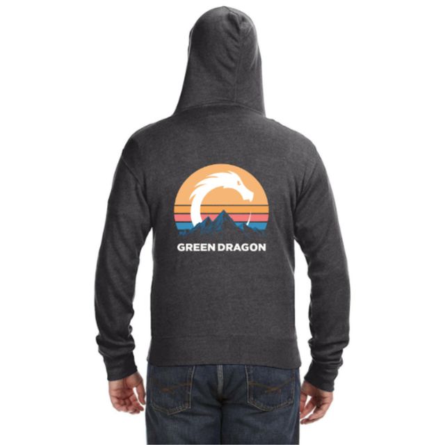Retro Sun Black Tri-Blend Full Zip Green Dragon (CO)