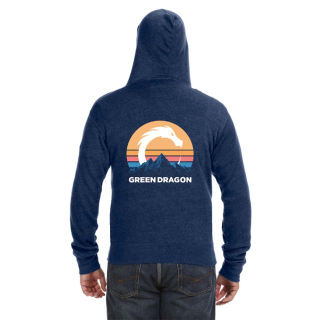 Retro Sun Navy Tri-Blend Full Zip Green Dragon (CO)