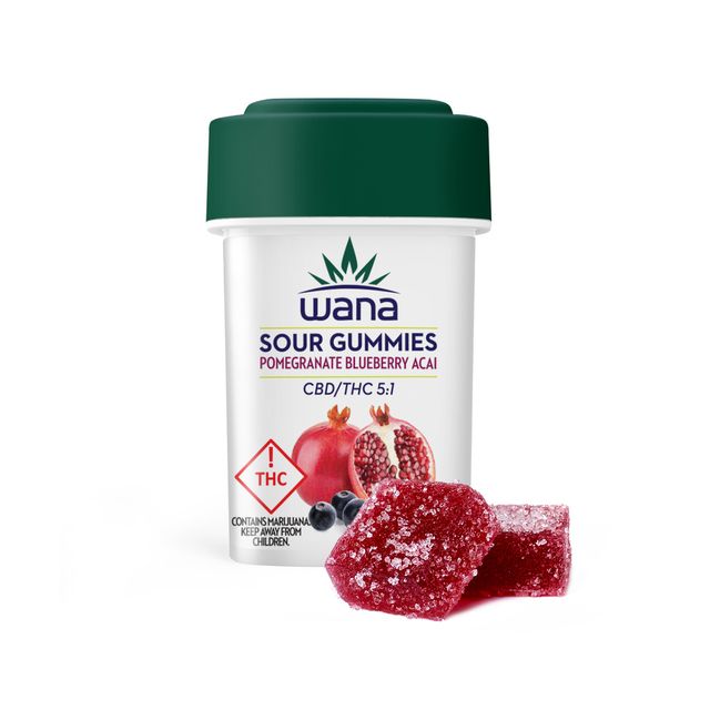 Sour Pomegranate Blueberry Acai CBD 5:1 Gummies Wana Brands