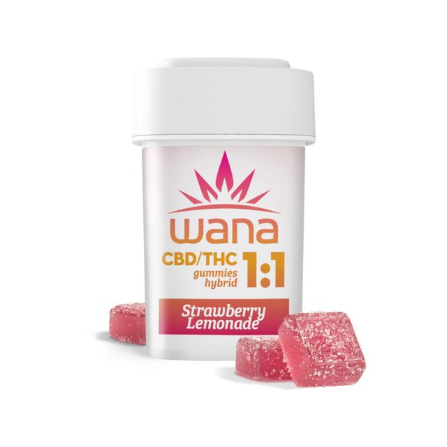 Sour Strawberry Lemonade CBD 1:1 Gummies Wana Brands
